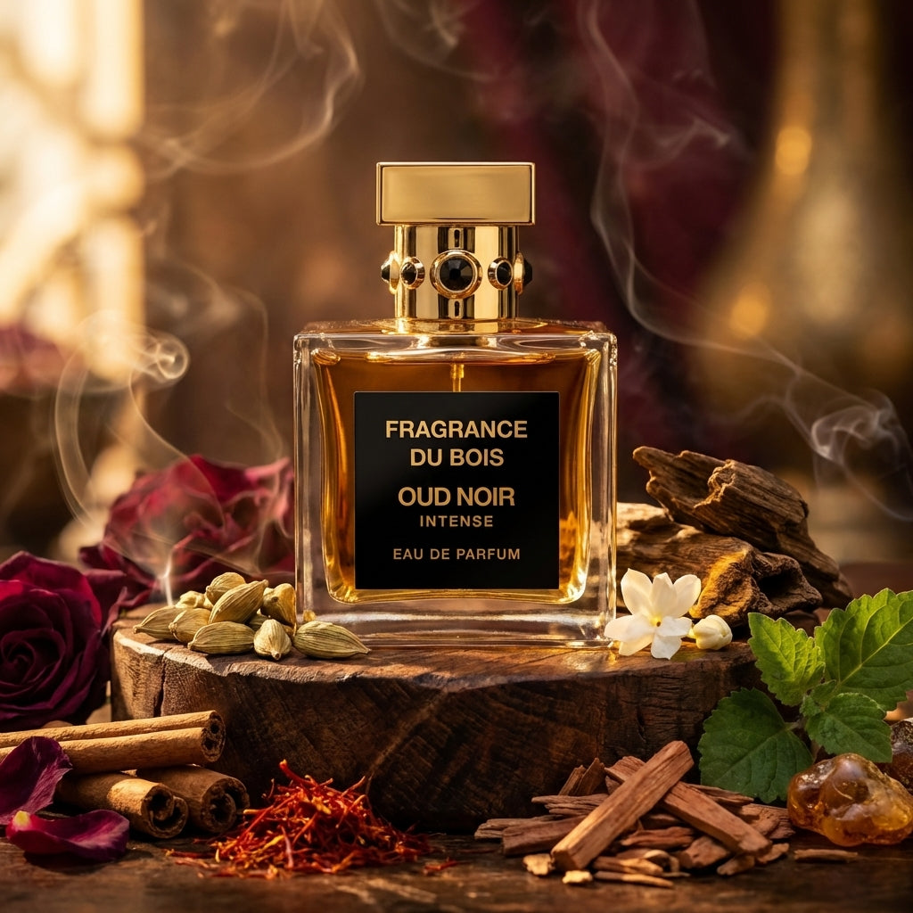 Atmospheric scene of Oud Noir Intense by Fragrance Du Bois