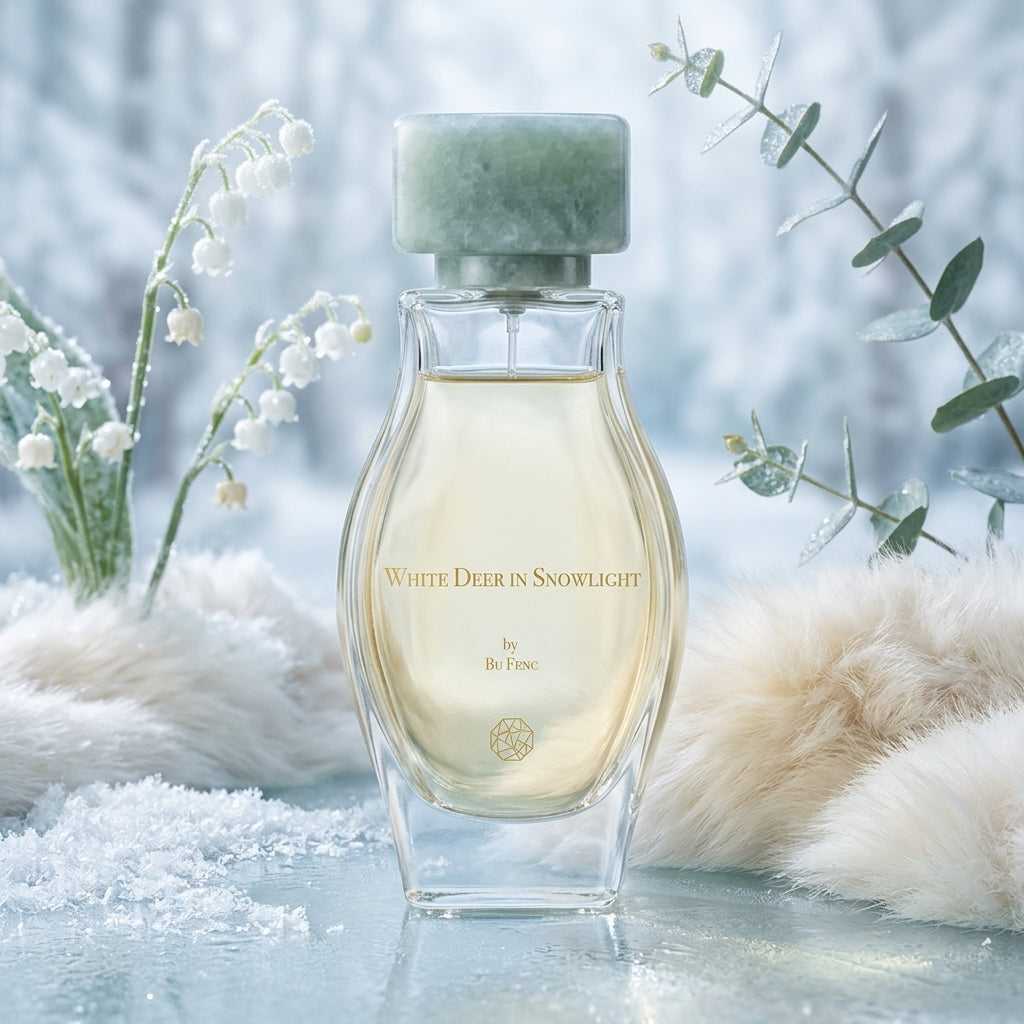 Atmospheric scene of White Deer in Snowlight by Bu Feng