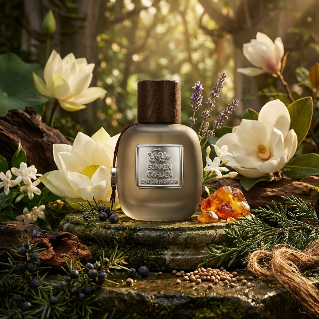 Atmospheric scene of Sunken Garden by YeYe Parfums