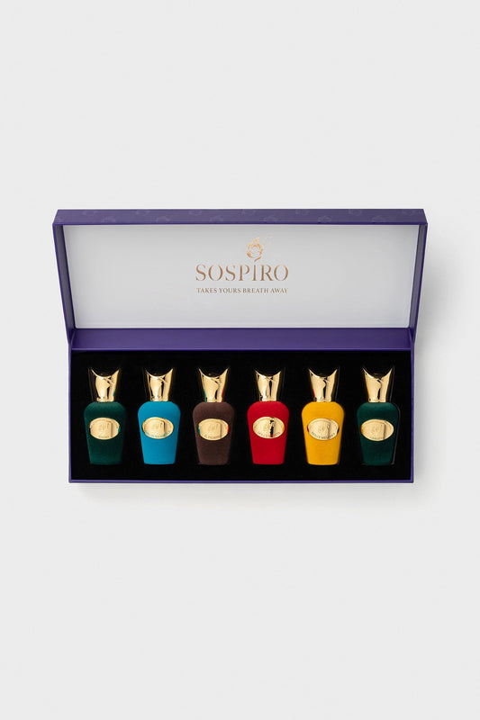 Open Sospiro Miniature Set with six 15 ml bottles