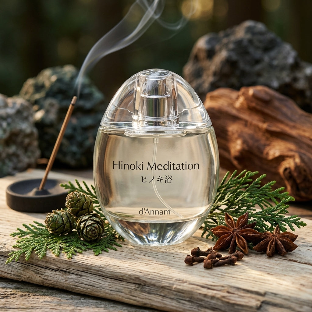 Atmospheric scene of Hinoki Meditation by d'Annam