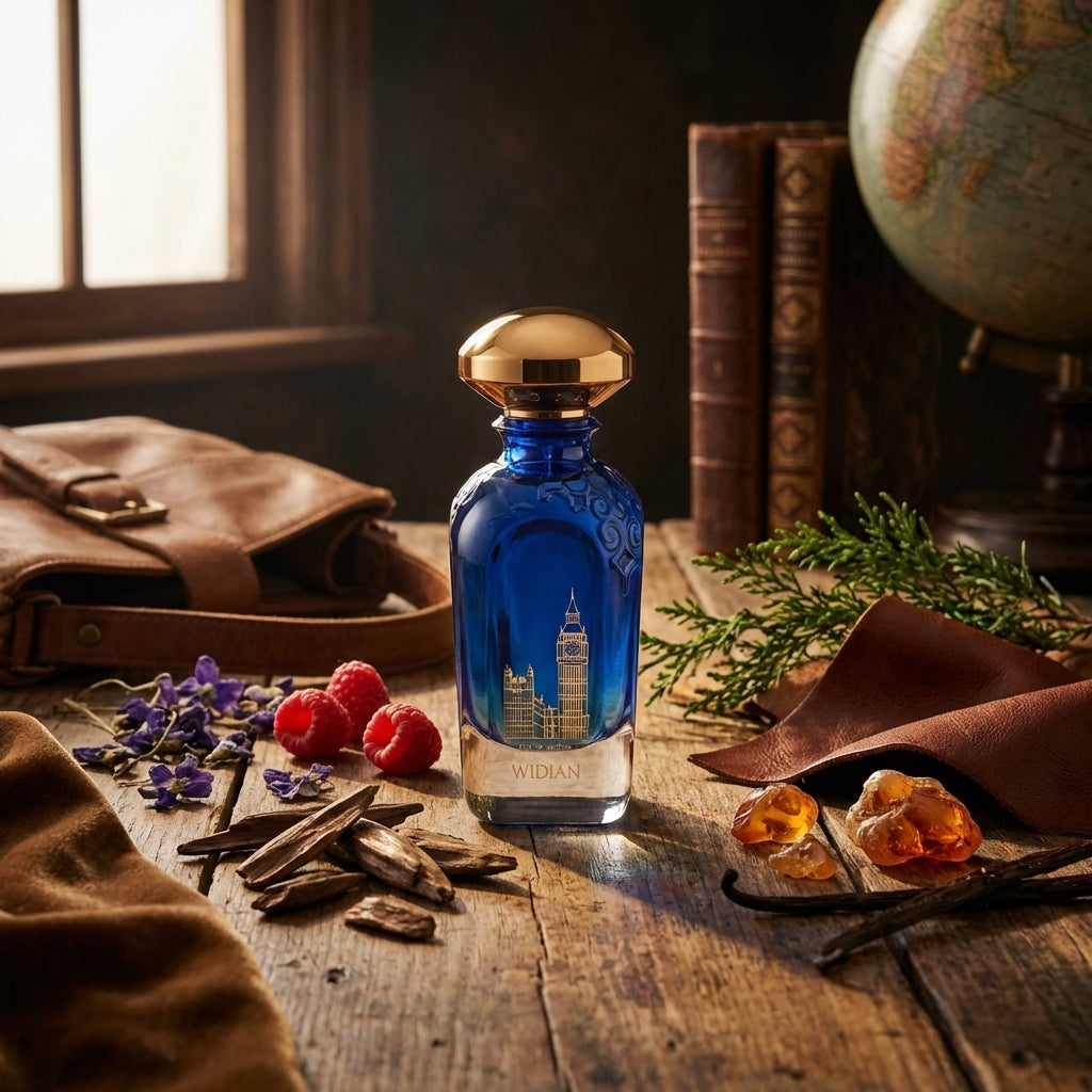 Atmospheric scene of London Eau de Parfum by Widian