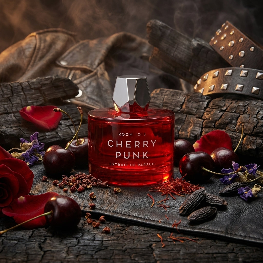Atmospheric scene of Cherry Punk Extrait by Room 1015