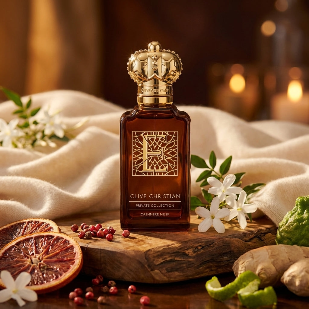 Atmospheric scene of E: Cashmere Musk by Clive Christian