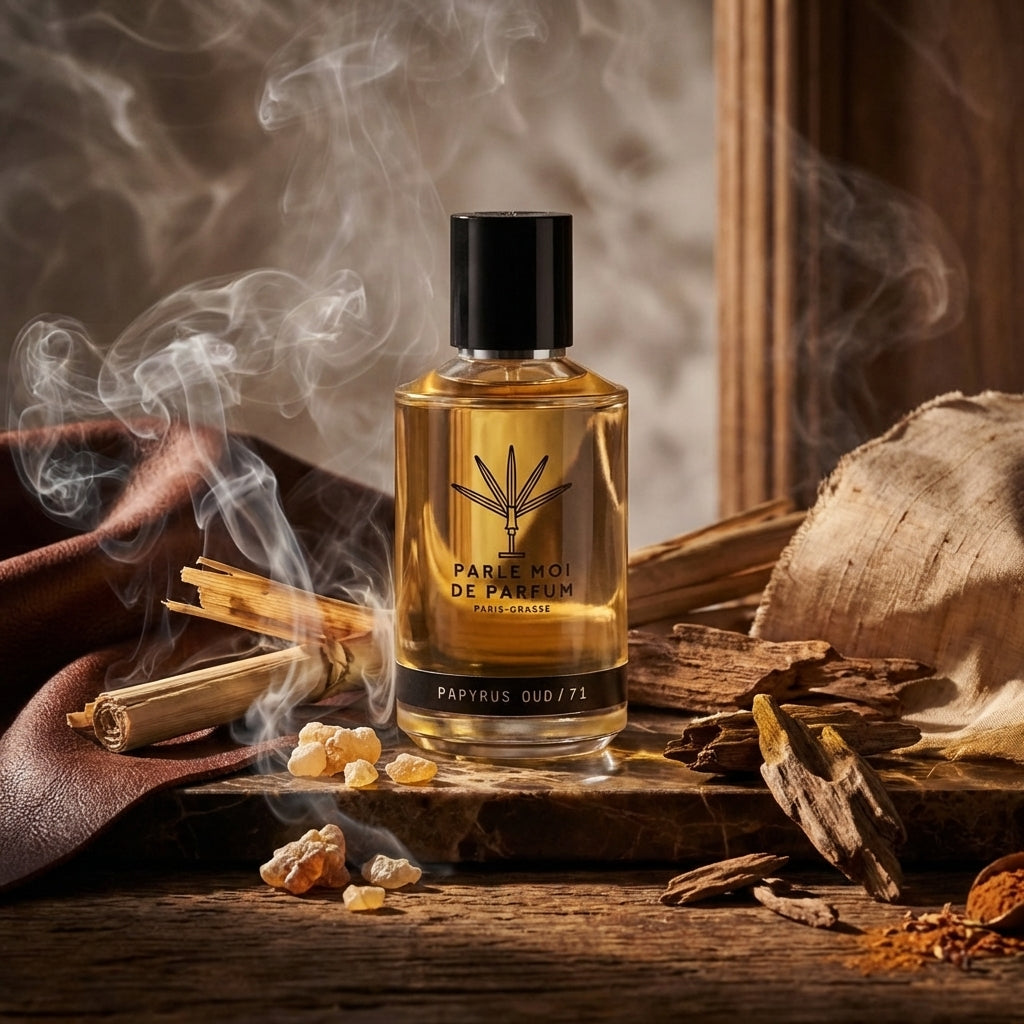 Atmospheric scene of Papyrus Oud/71 by Parle Moi de Parfum