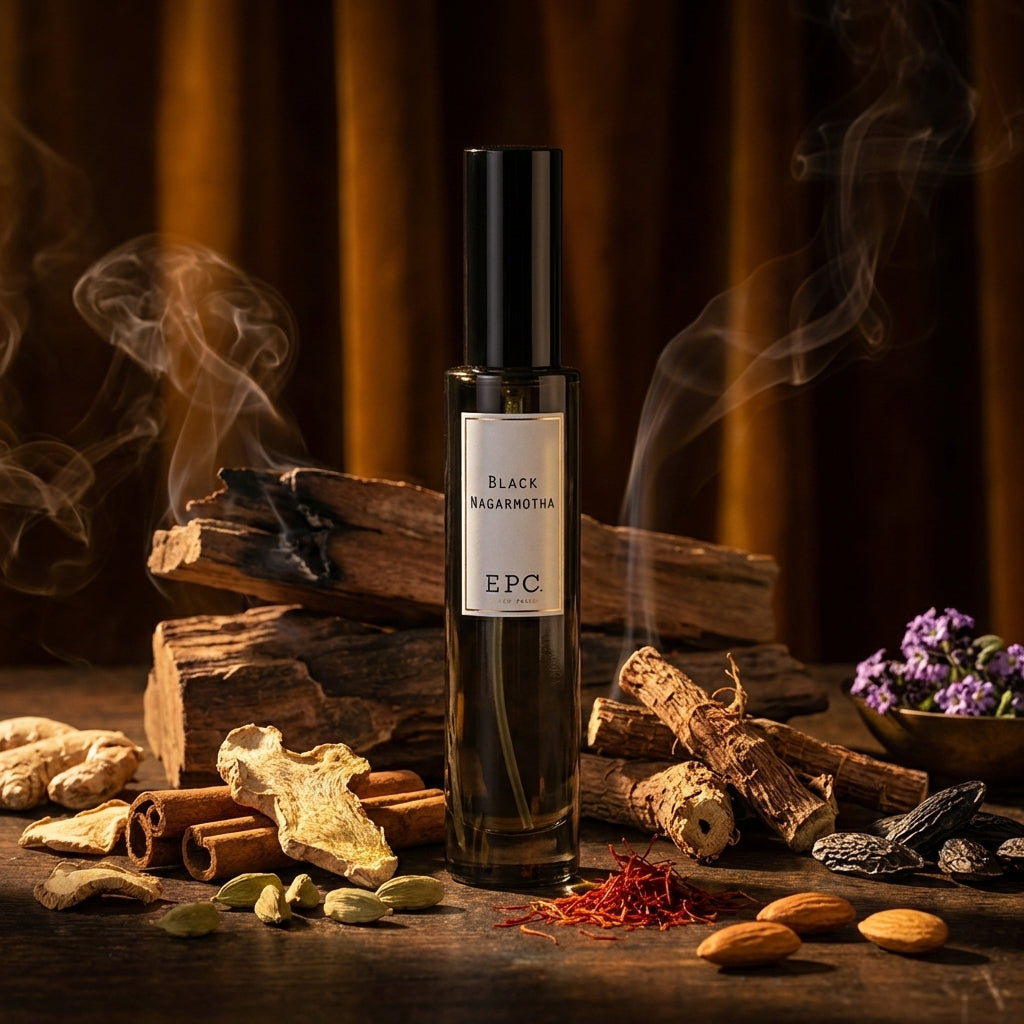 Atmospheric scene of Black Nagarmotha by Experimental Perfume Club