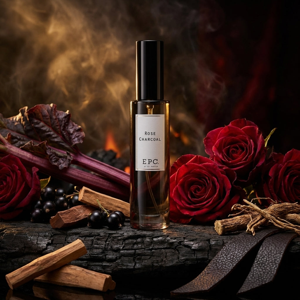 Atmospheric scene of Rose Charcoal by Experimental Perfume Club