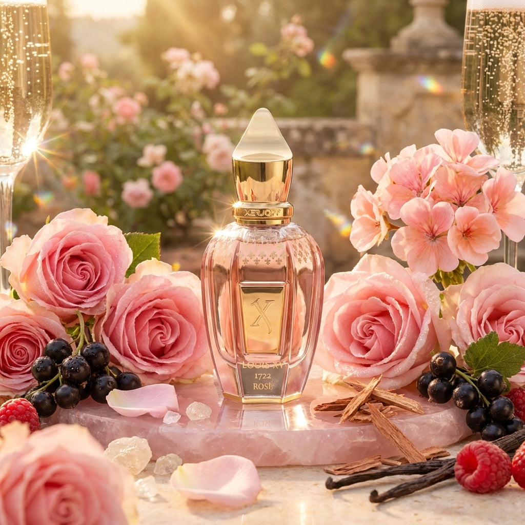 Atmospheric scene of Louis XV 1722 ROSÉ by Xerjoff