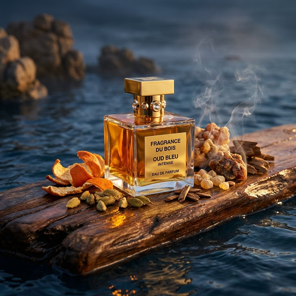 Atmospheric scene of Oud Bleu Intense by Fragrance Du Bois