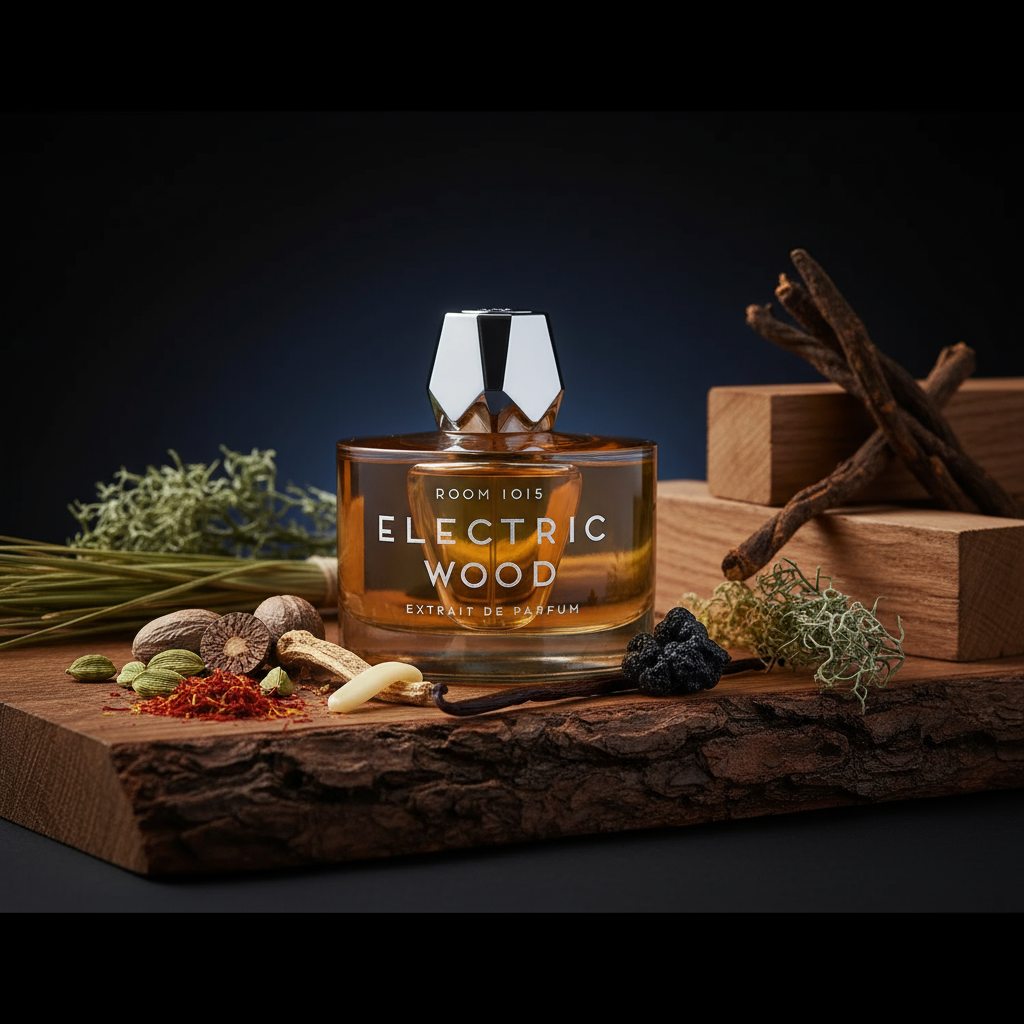 Atmospheric scene of Electric Wood Extrait by Room 1015