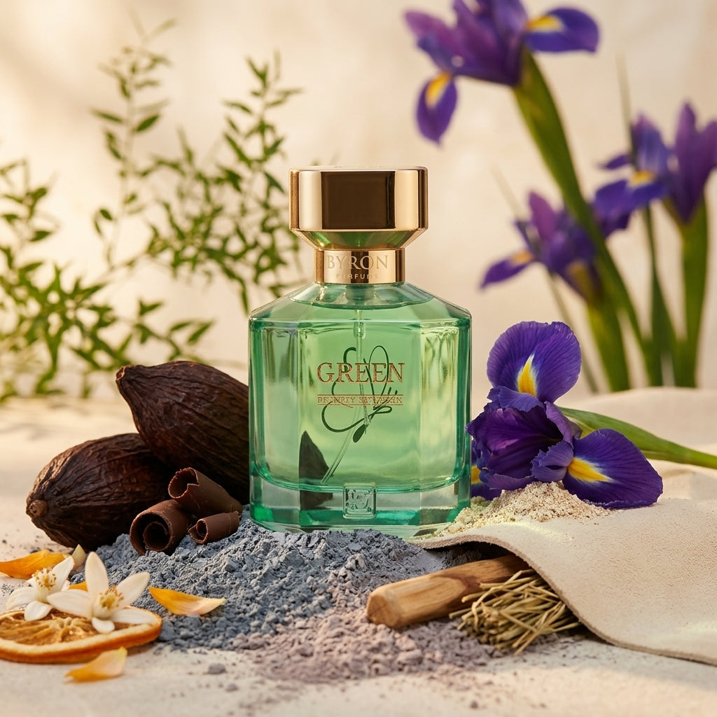 Atmospheric scene of Green Butterfly by Byron Parfums