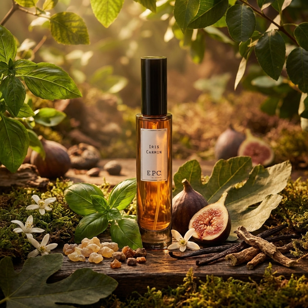 Atmospheric scene of Iris Carmin by Experimental Perfume Club