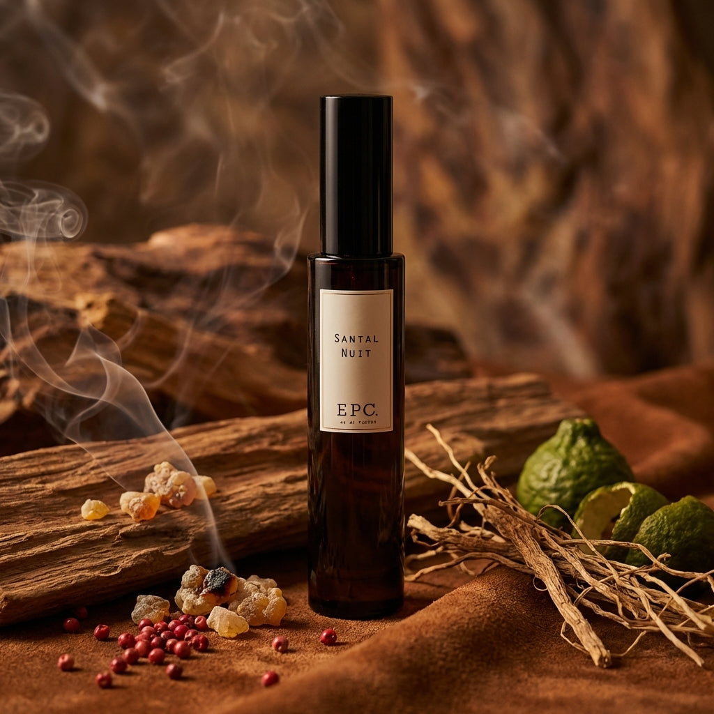 Atmospheric scene of Santal Nuit by Experimental Perfume Club