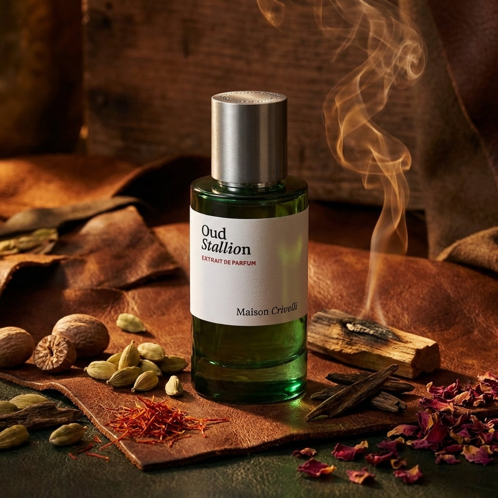 Atmospheric scene of Oud Stallion by Maison Crivelli